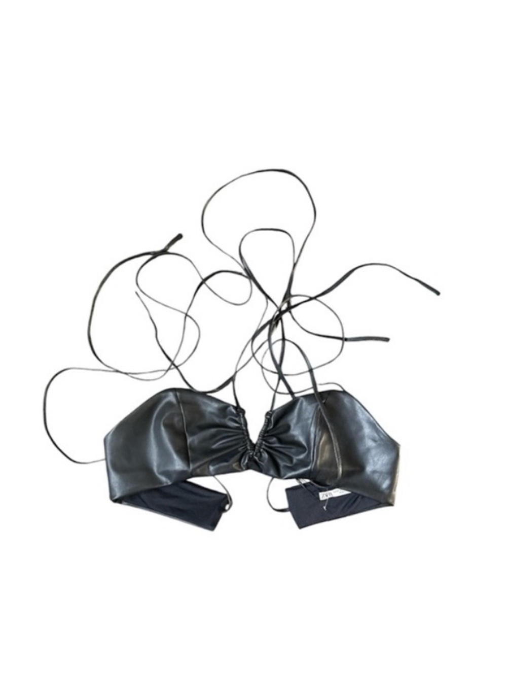 Zara Black Faux Leather Bandeau Top